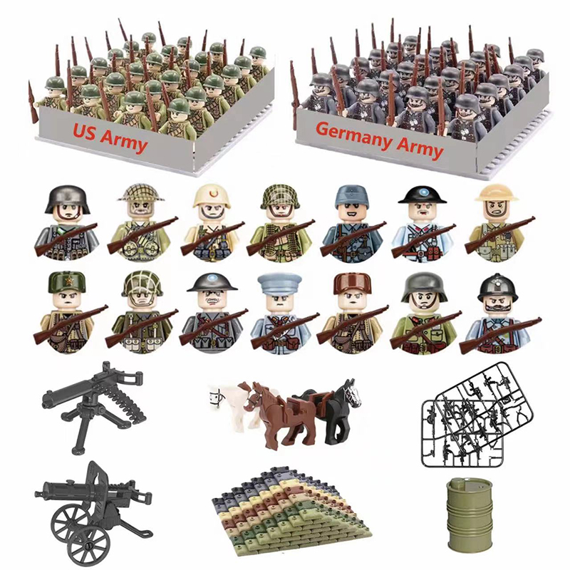 Lego Minifigure Holder - 24 stks/partij WW2 Militaire Karakter WW2